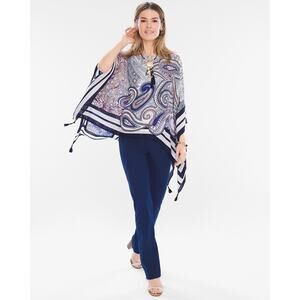 Chico's Striped Paisley Poncho Boho Classic NEW